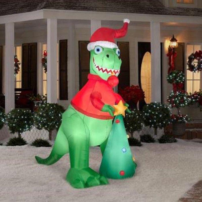 Dinosaur blow up christmas decoration