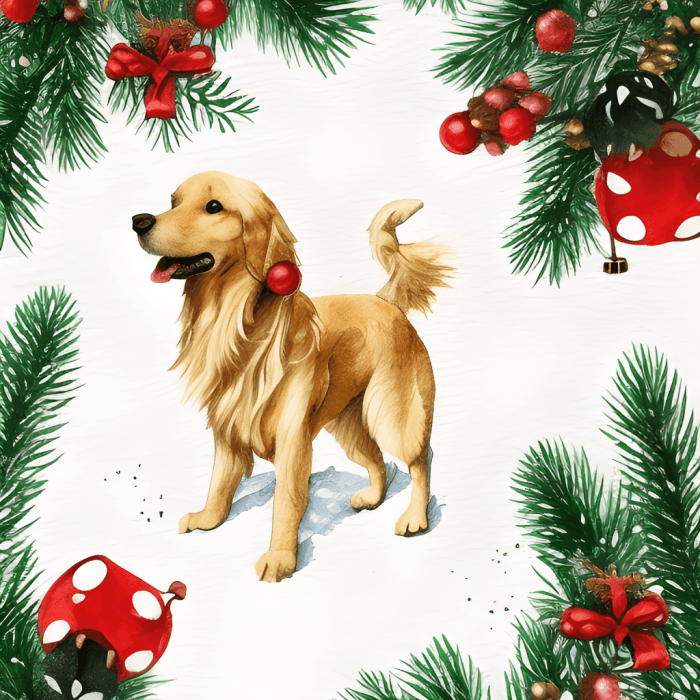 Golden retriever outdoor christmas decoration